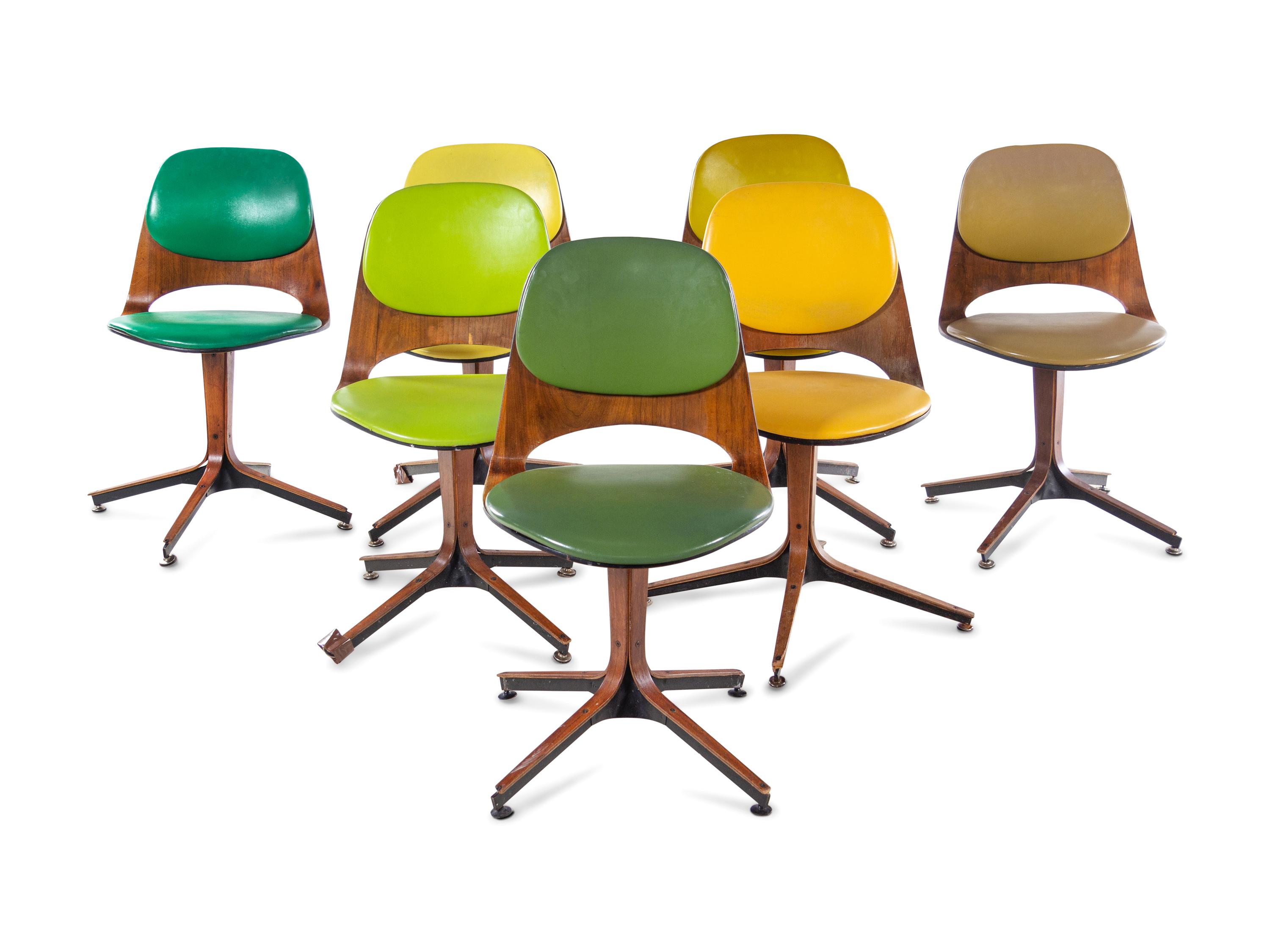 Dining Table and Set of Seven Dining Chairs, Plycraft, USA