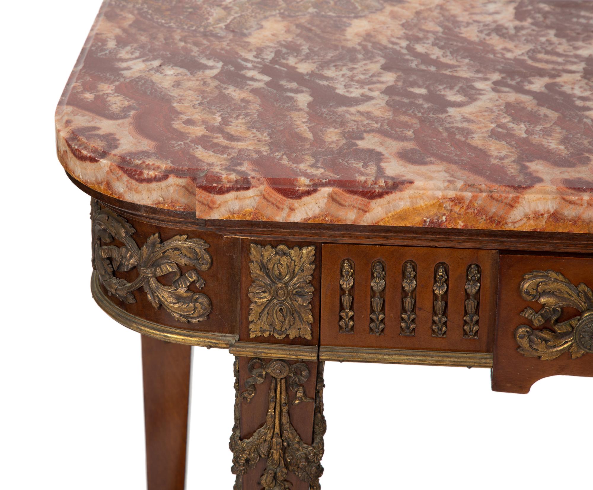 A Louis XVI Style Marble Top and Gilt Bronze Mounted Console Table — EARLY 20TH CENTURY