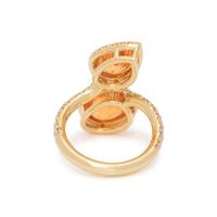ORANGE GARNET AND DIAMOND RING