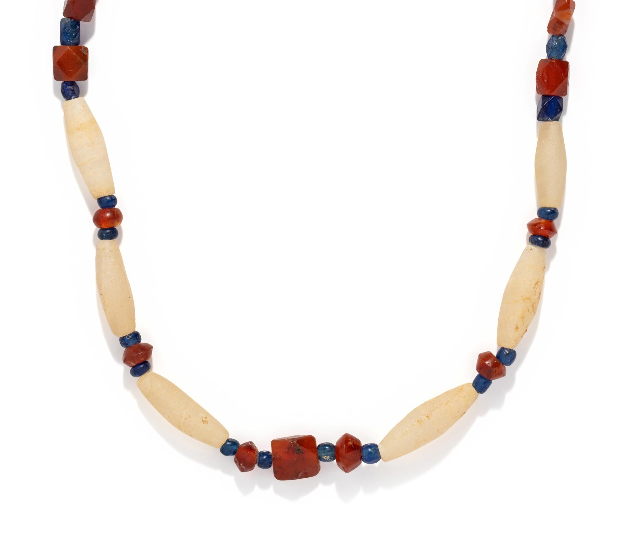 A Near Eastern Carnelian and Quartz Bead Necklace