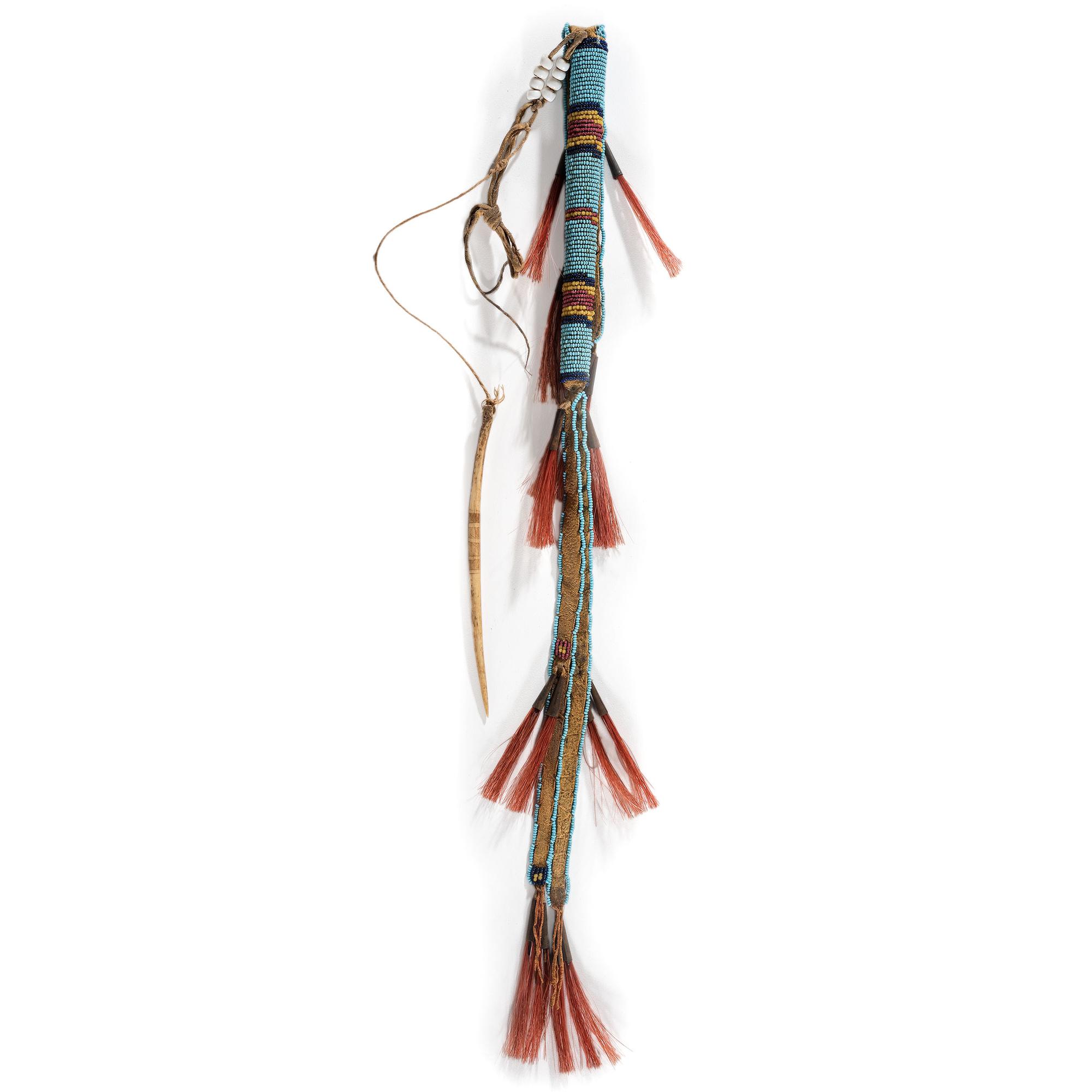 Sioux Beaded Awl Case, with Decorated Bone Awl