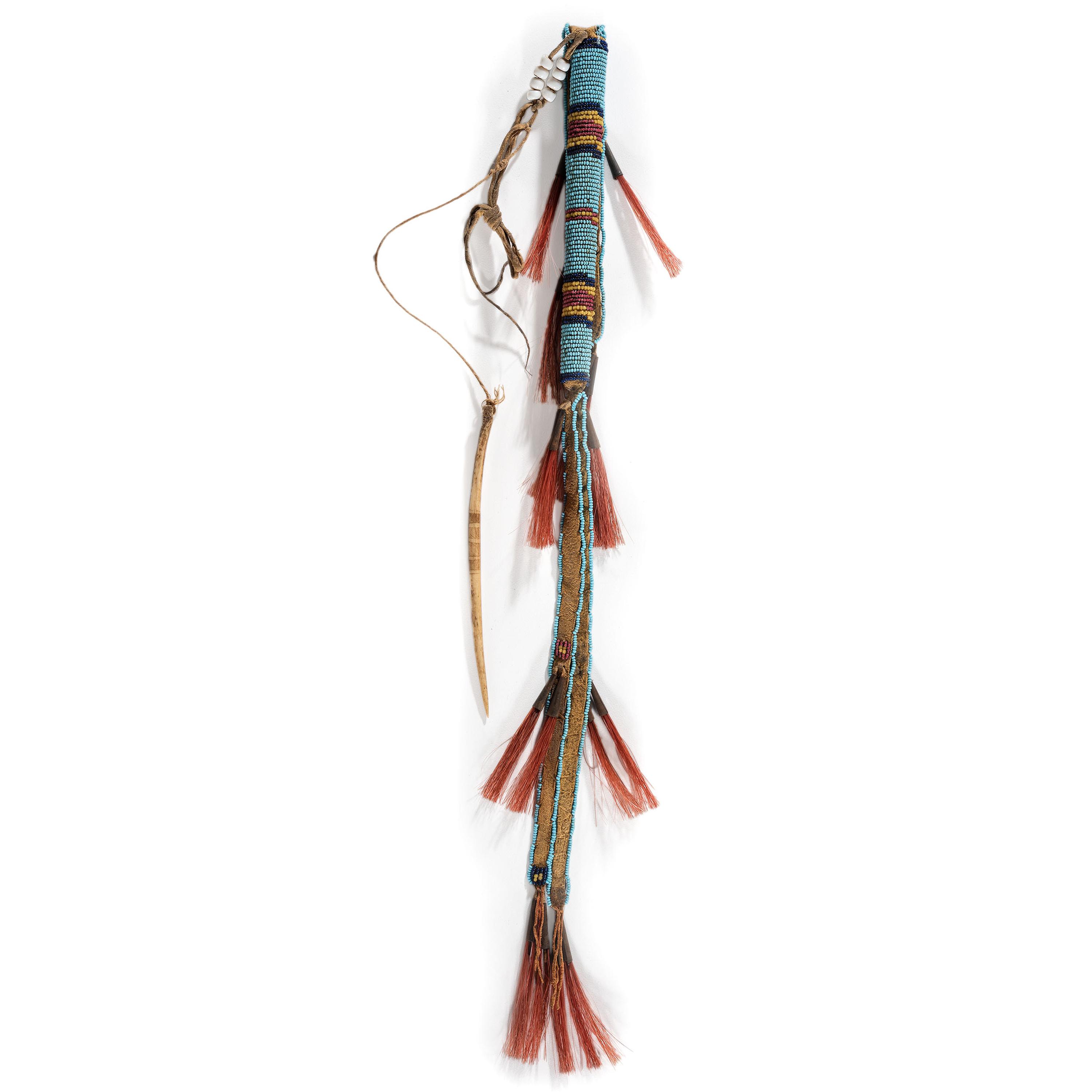 Sioux Beaded Awl Case, with Decorated Bone Awl