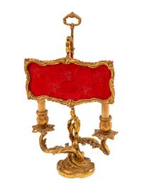 A Louis XV Style Gilt Metal Two-Light Lamp