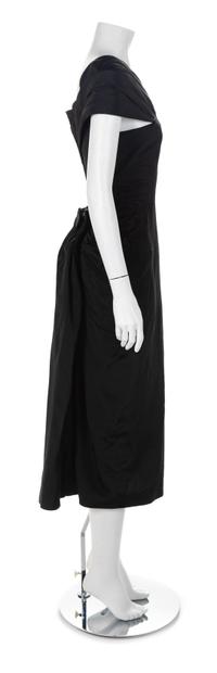 Black Evening Dress with Bustle, 1950s No size label