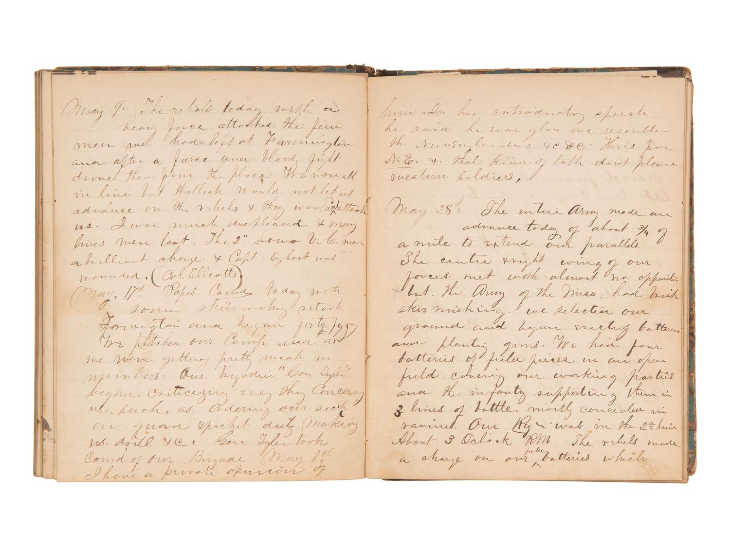 JACKSON, Col. Oscar L. (1840-1920). Five journals, incl. descriptions of Oscar L. Jackson's political activism during the 1860 campaign and his service with 63rd OVI, with campaign broadside noting Jackson as a speaker.