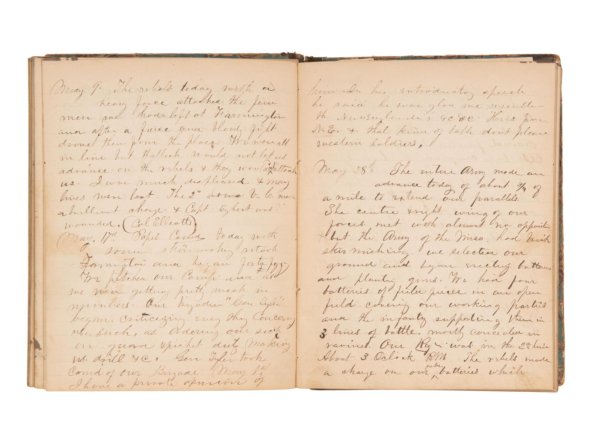 JACKSON, Col. Oscar L. (1840-1920). Five journals, incl. descriptions of Oscar L. Jackson's political activism during the 1860 campaign and his service with 63rd OVI, with campaign broadside noting Jackson as a speaker.