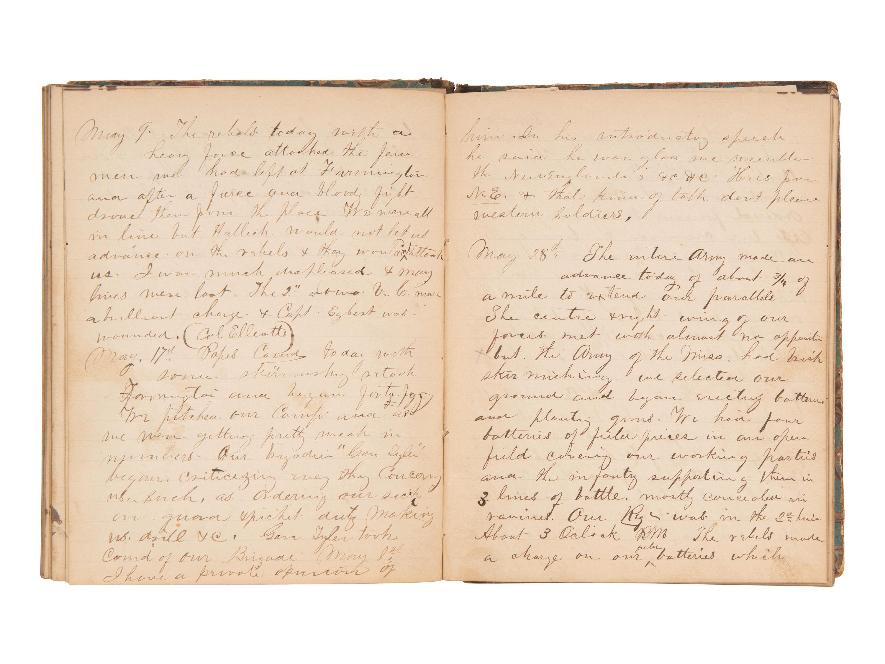 JACKSON, Col. Oscar L. (1840-1920). Five journals, incl. descriptions of Oscar L. Jackson's political activism during the 1860 campaign and his service with 63rd OVI, with campaign broadside noting Jackson as a speaker.