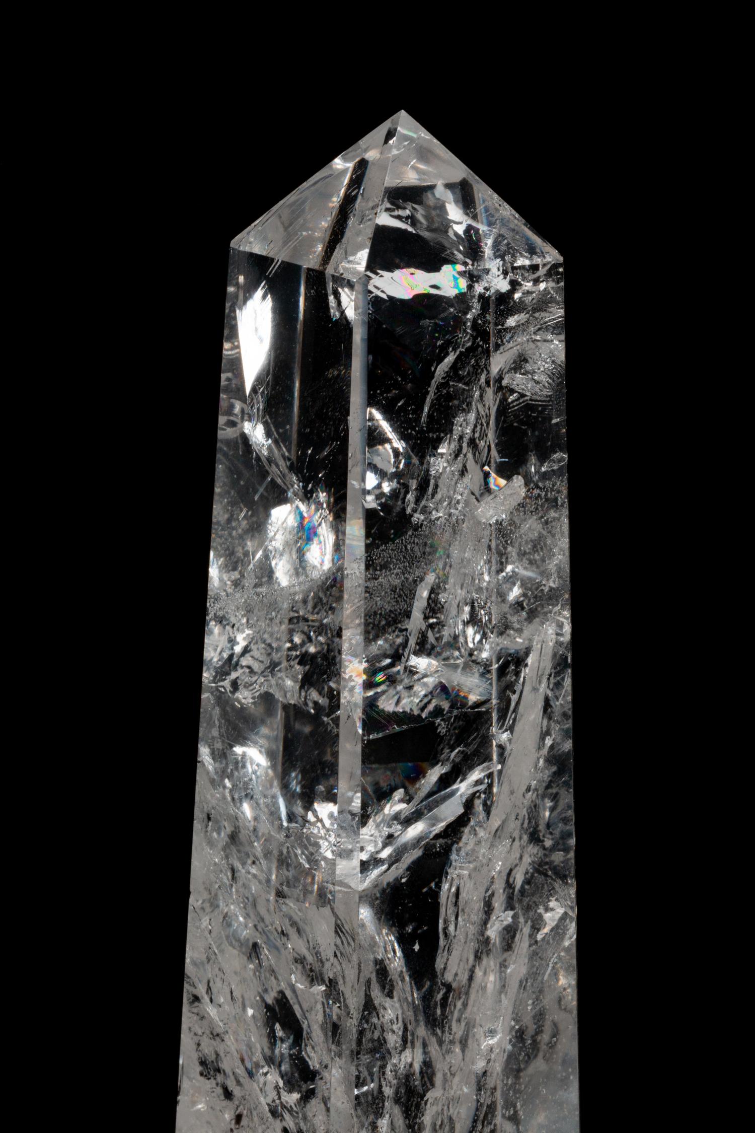 A Pair of Neoclassical Style Rock Crystal Obelisks