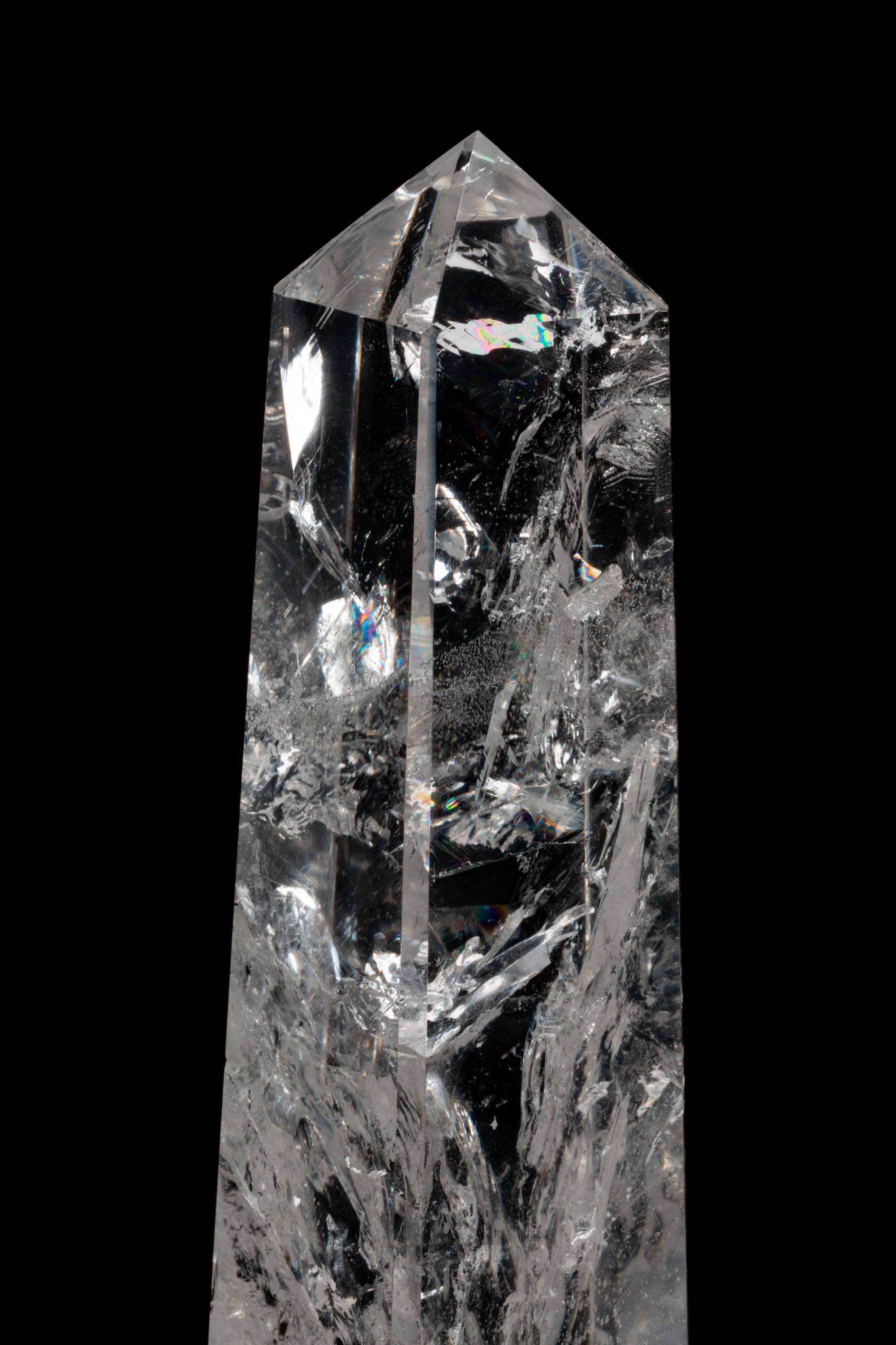A Pair of Neoclassical Style Rock Crystal Obelisks