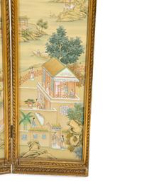 A Louis XVI Style Giltwood Screen with Hand Painted Chinoiserie Panels — 20TH CENTURY