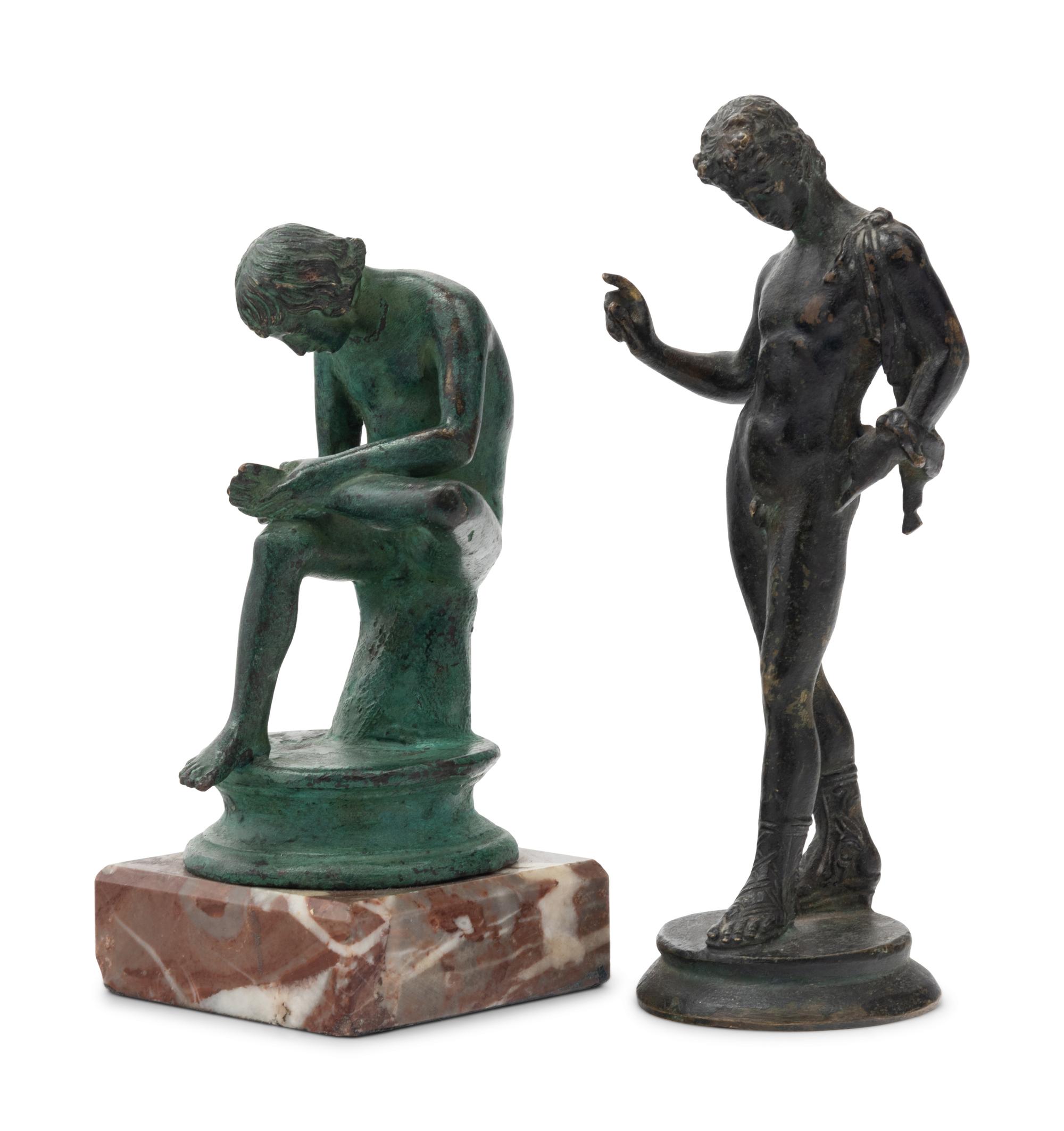 Two Grand Tour Bronze Figures Depicting Narcissus and Spinario