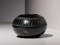 Blackware Pottery Jar, with Repeating Feathers 1943-1956
