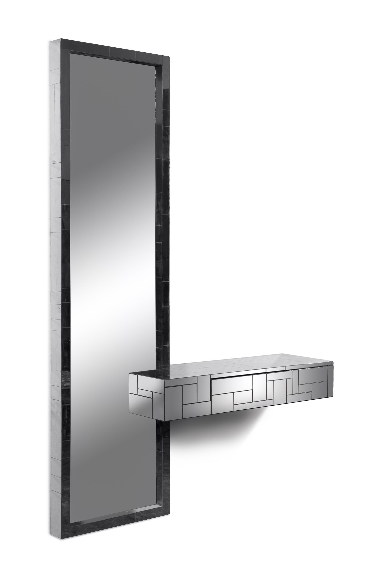 Paul Evans (American, 1931-1987), Paul Evans Studio for Directional, c.1975, a Cityscape mirror and wall-hanging console, with drawer