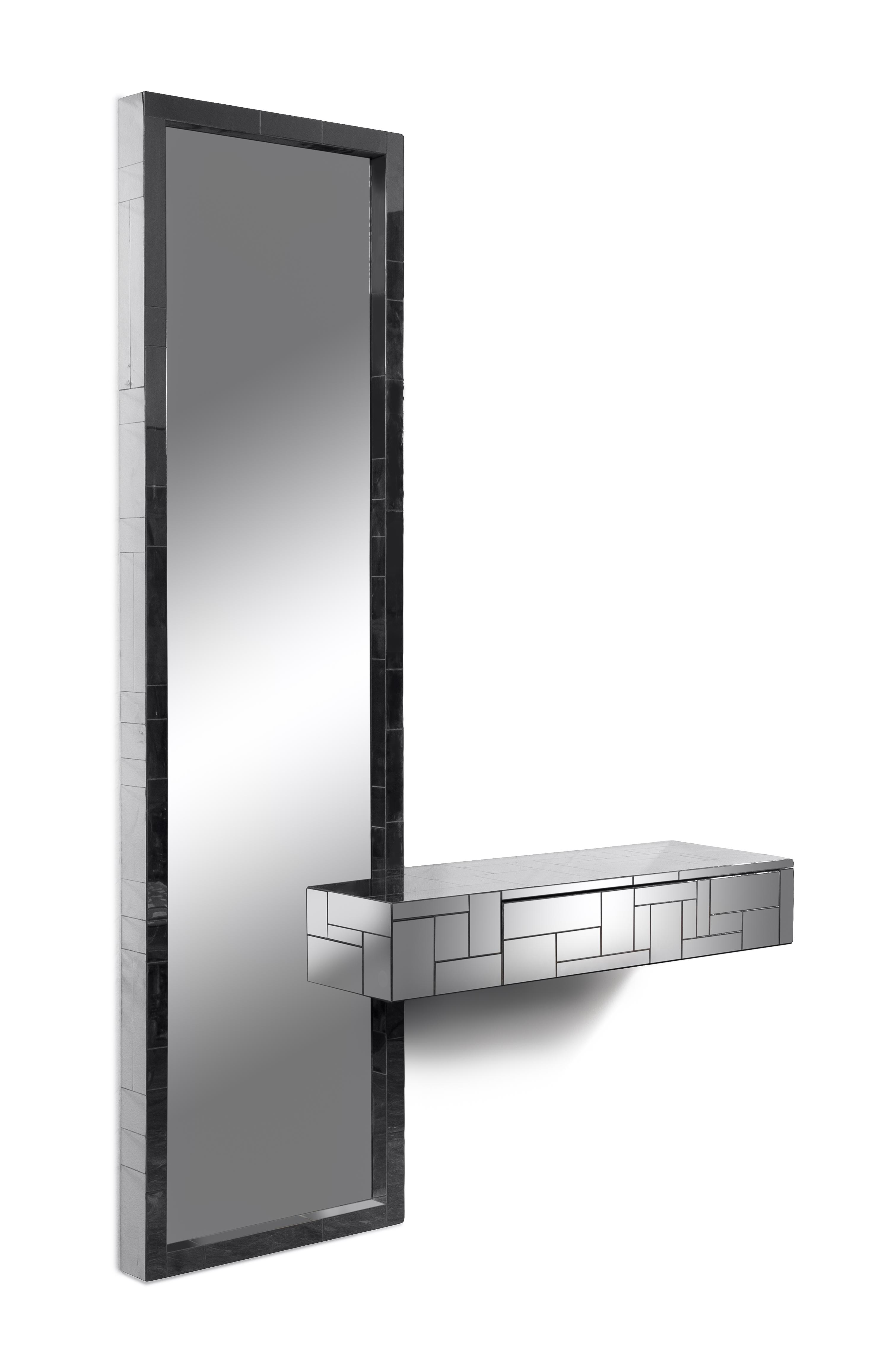 Paul Evans (American, 1931-1987), Paul Evans Studio for Directional, c.1975, a Cityscape mirror and wall-hanging console, with drawer