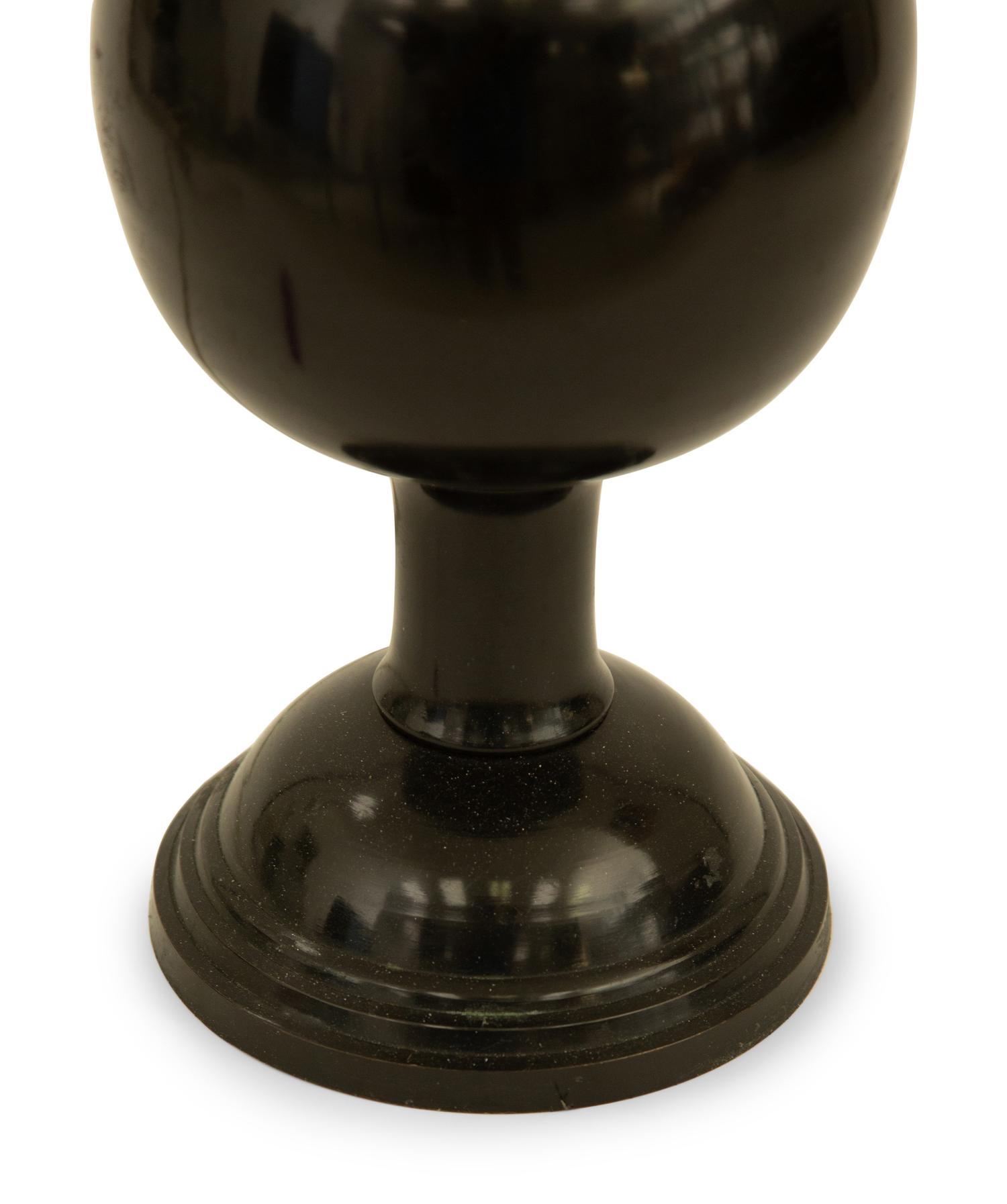 A Pair of Black Glazed Porcelain Table Lamps