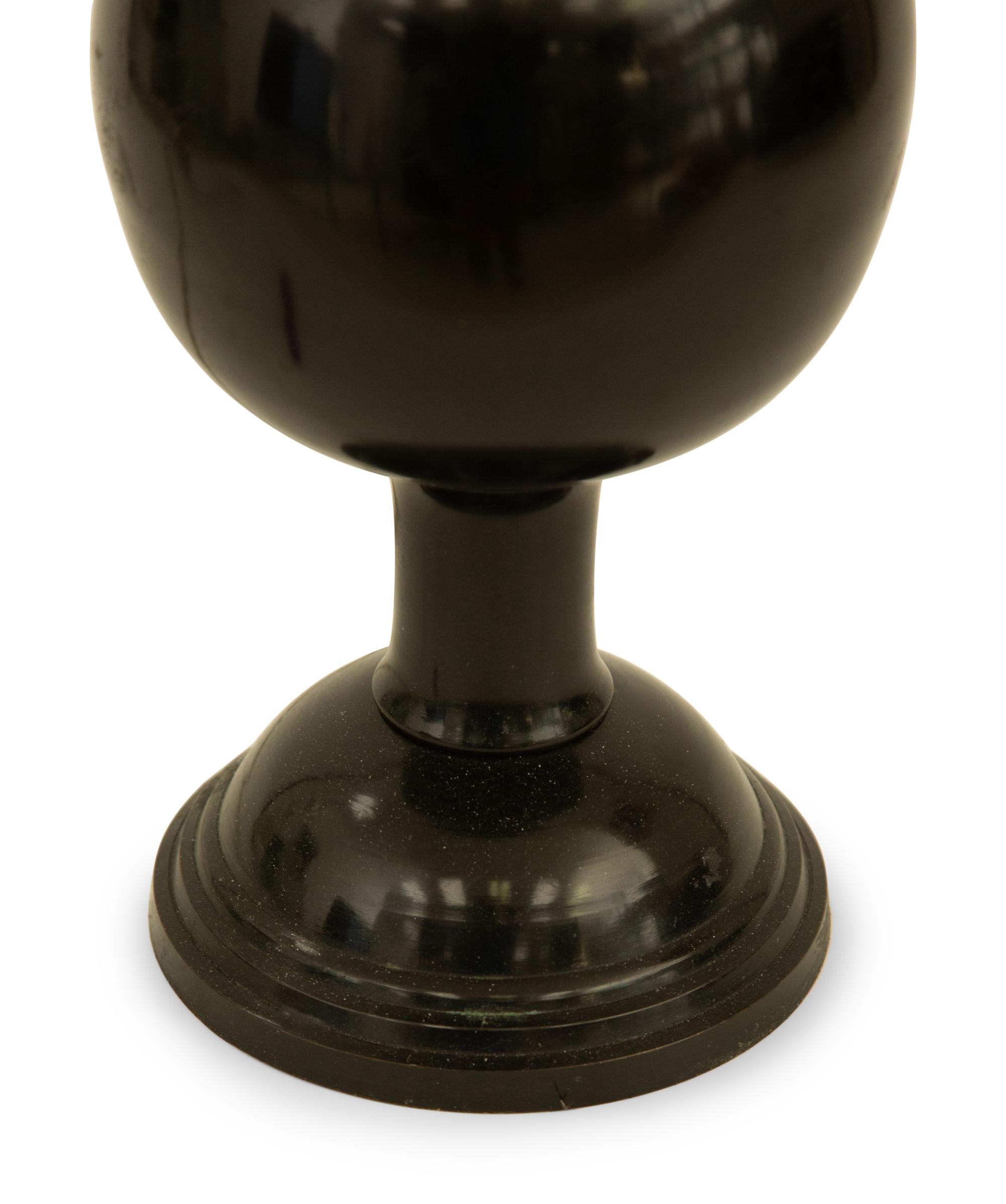 A Pair of Black Glazed Porcelain Table Lamps