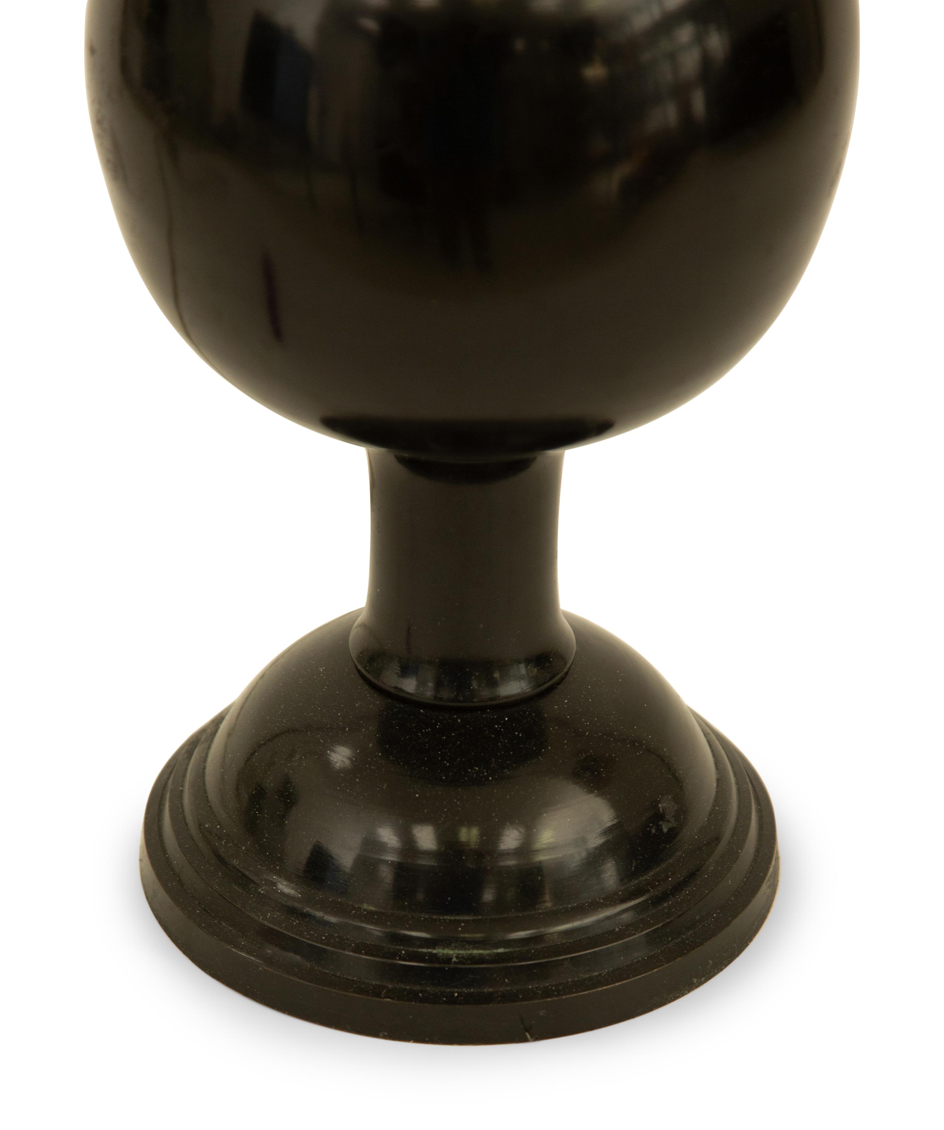 A Pair of Black Glazed Porcelain Table Lamps