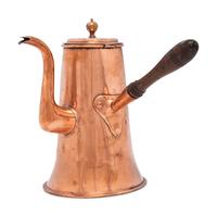 An English Copper Coffee Pot with Wooden Handle