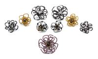 A Set of Four Ani Afshar Beaded Floral Earclips,