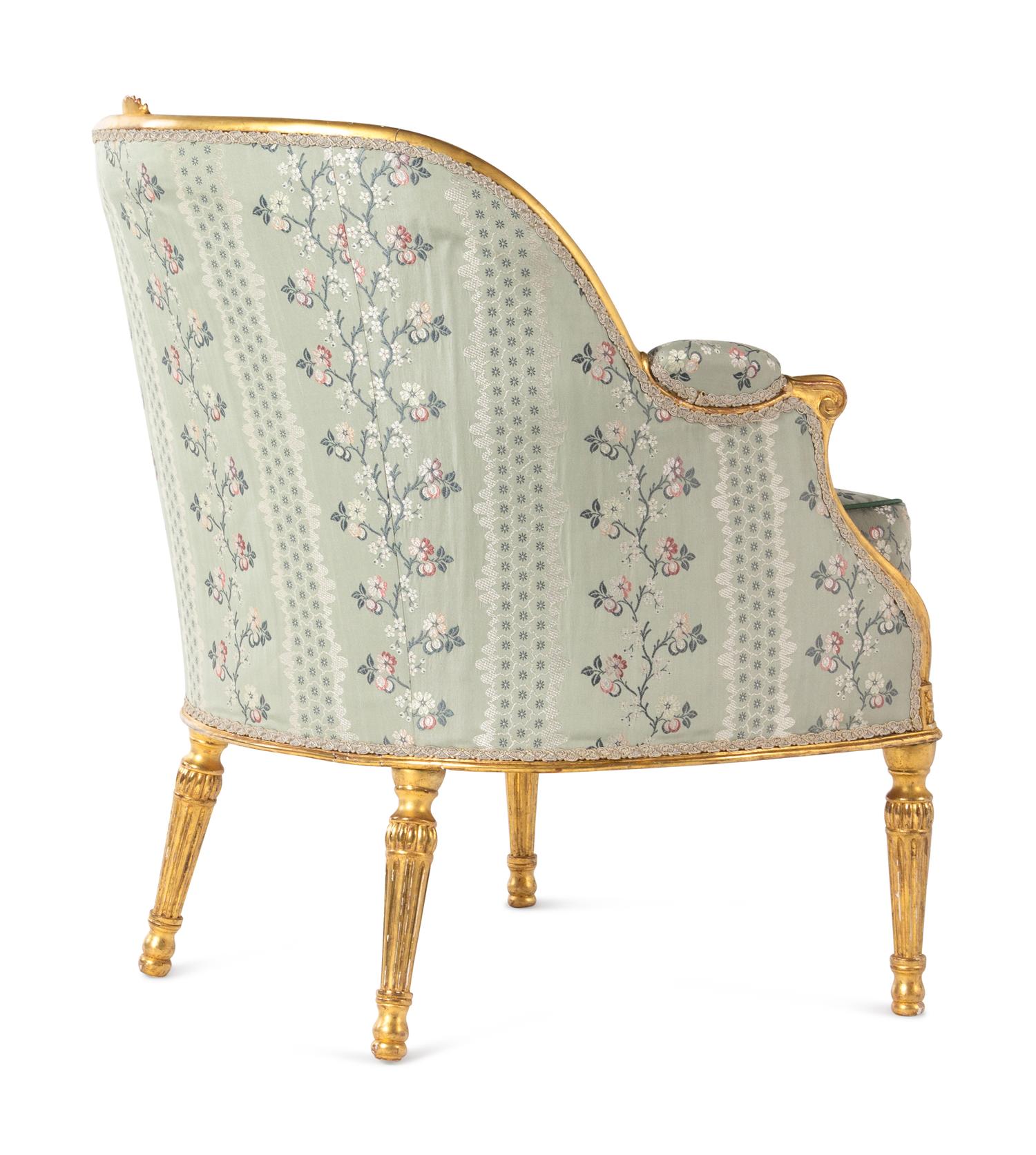 A George III Carved Giltwood Bergère