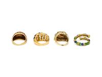 COLLECTION OF YELLOW GOLD AND ENAMEL RINGS