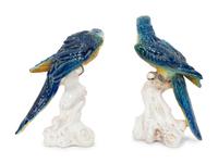 A Pair of Italian Glazed Terracotta Macaws
