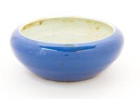 A Blue Glazed Porcelain Brush Washer Diameter 9 3/4 inches.