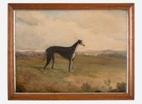 British School (19th Century)- Greyhound in a Landscape