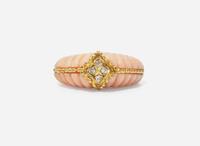 An 18K Yellow Gold and Coral Necklace and Matching Ring