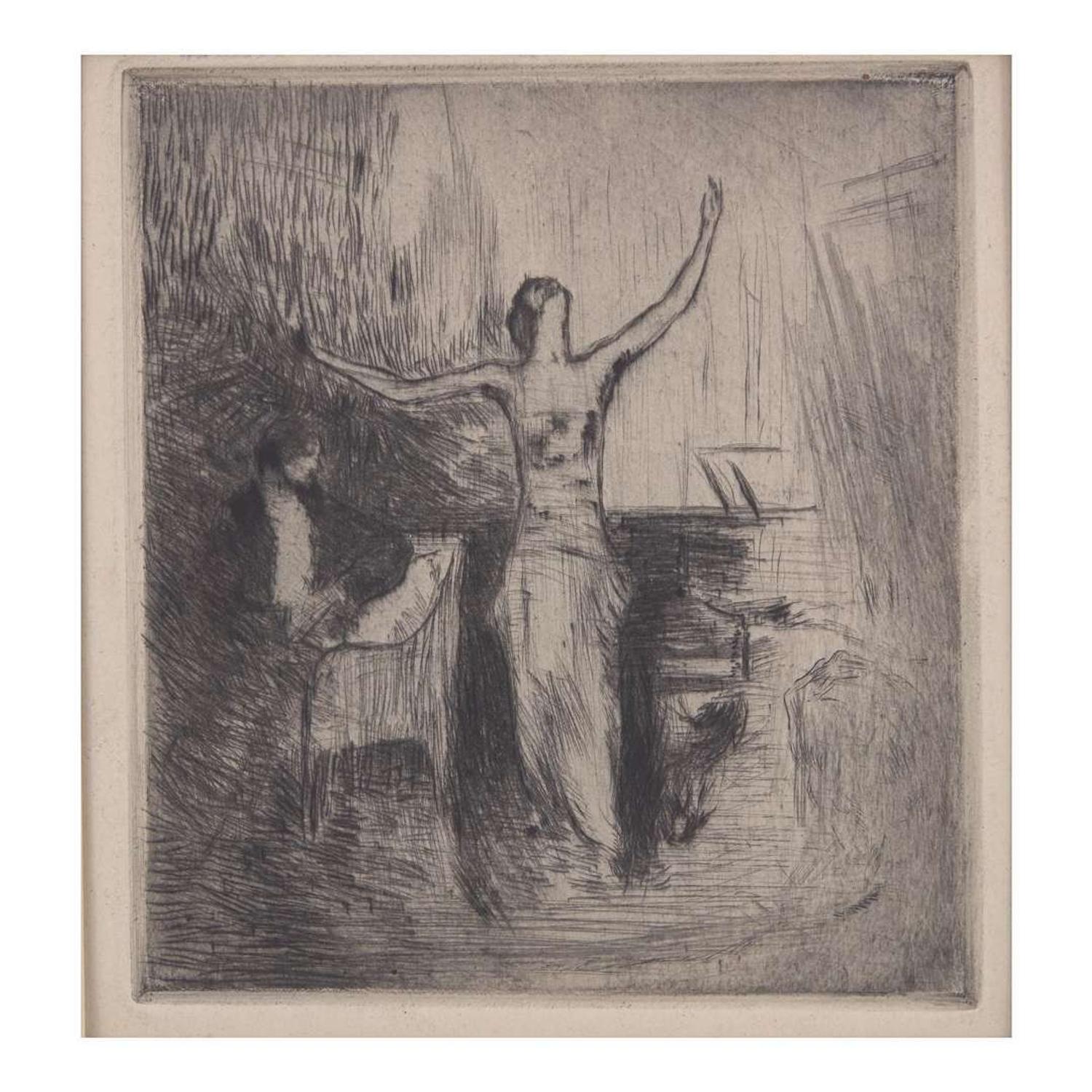 Arthur Beecher Carles (American, 1882–1952) Dorziat Singing (Etching in 4 States)