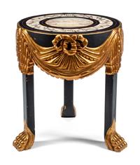 An Italian Painted and Parcel Gilt Micromosaic-Top Table