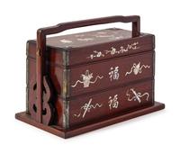 A Chinese Mother-of-Pearl Hardwood Picnic Box