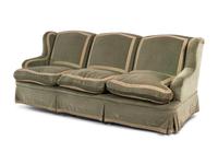 A Custom Velvet Upholstered Three-Seat Sofa
