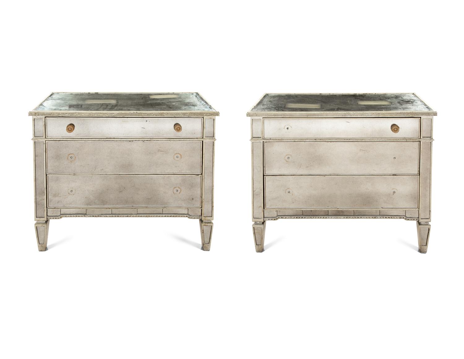 A Pair of Regency Style Mirrored Cabinets