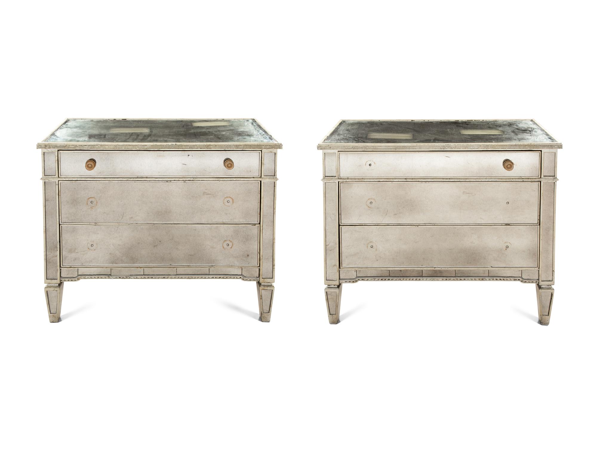A Pair of Regency Style Mirrored Cabinets