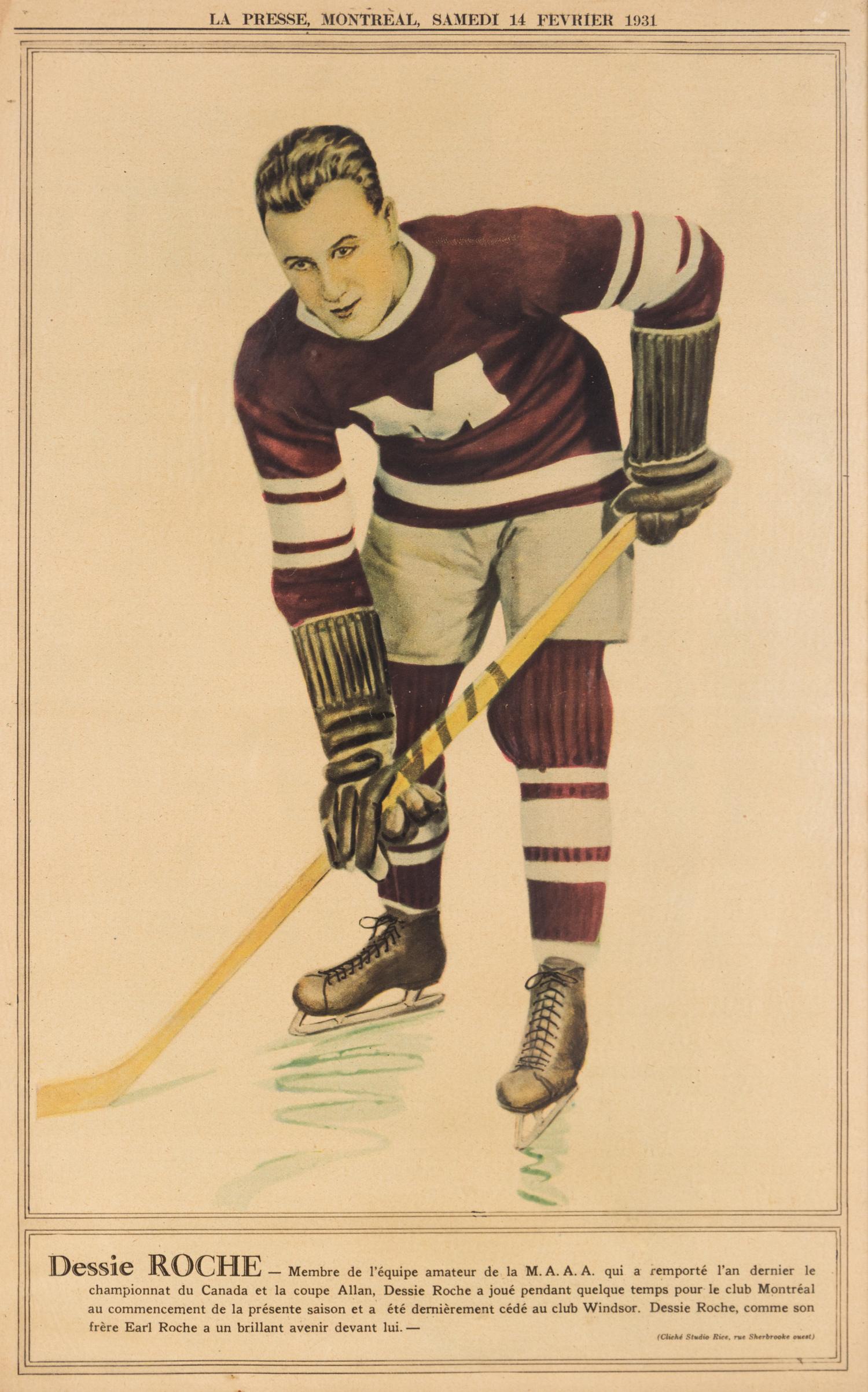 (HOCKEY) Nine large format lithographed hockey cards by La Presse, Montreal, 1930-1932.