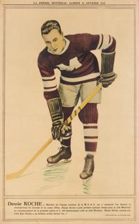 (HOCKEY) Nine large format lithographed hockey cards by La Presse, Montreal, 1930-1932.