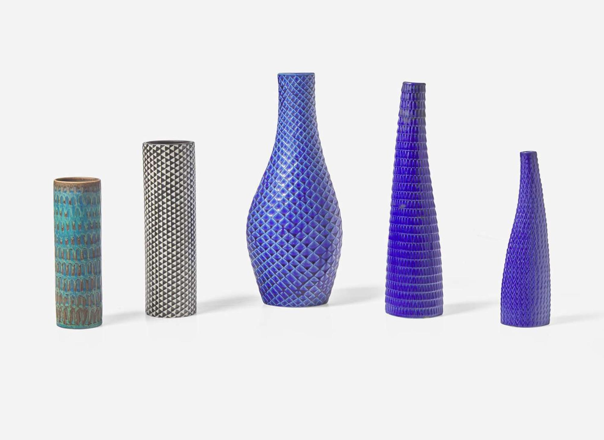 Stig Lindberg for Gustavsberg, Five Vases
