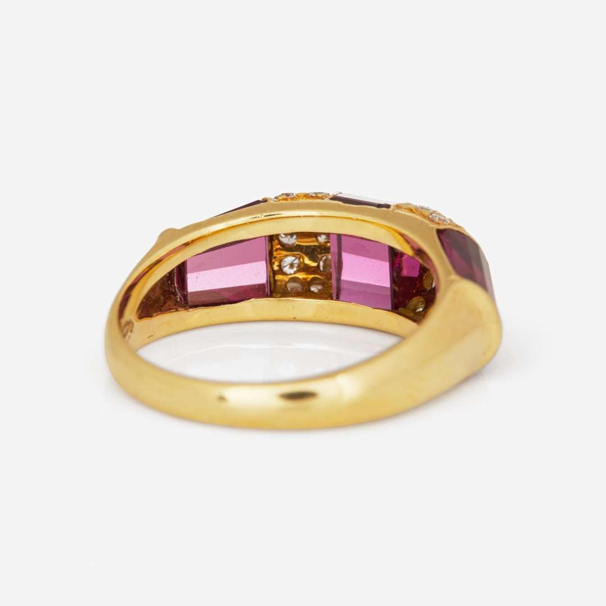 An 18K Yellow Gold, Diamond, and Tourmaline Tiffany & Co. Ring