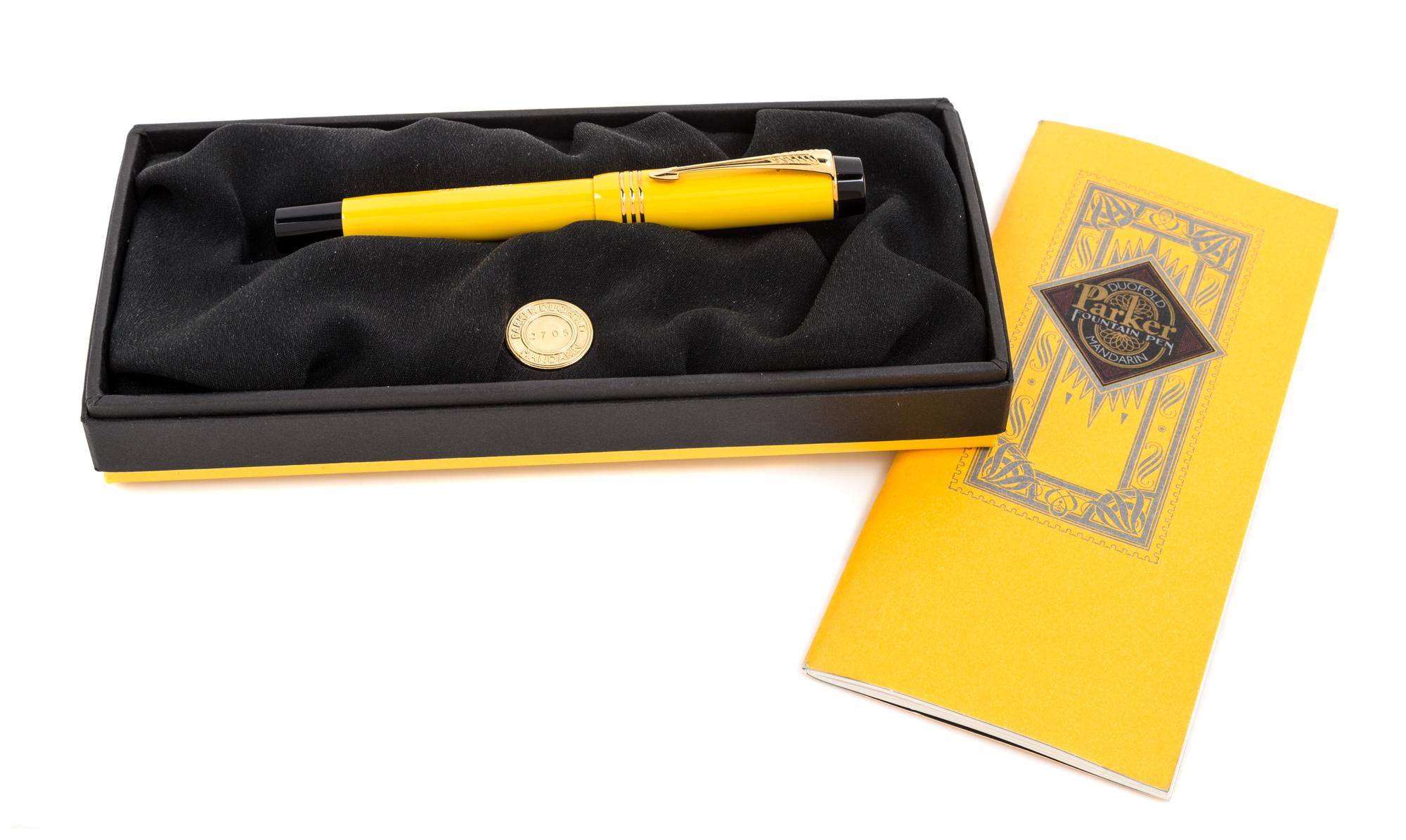 A Parker Duofold Mandarin Yellow Limited Edition Fountain Pen