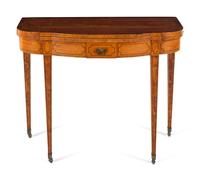 A Regency Painted and Inlaid Satinwood Flip-Top Game Table