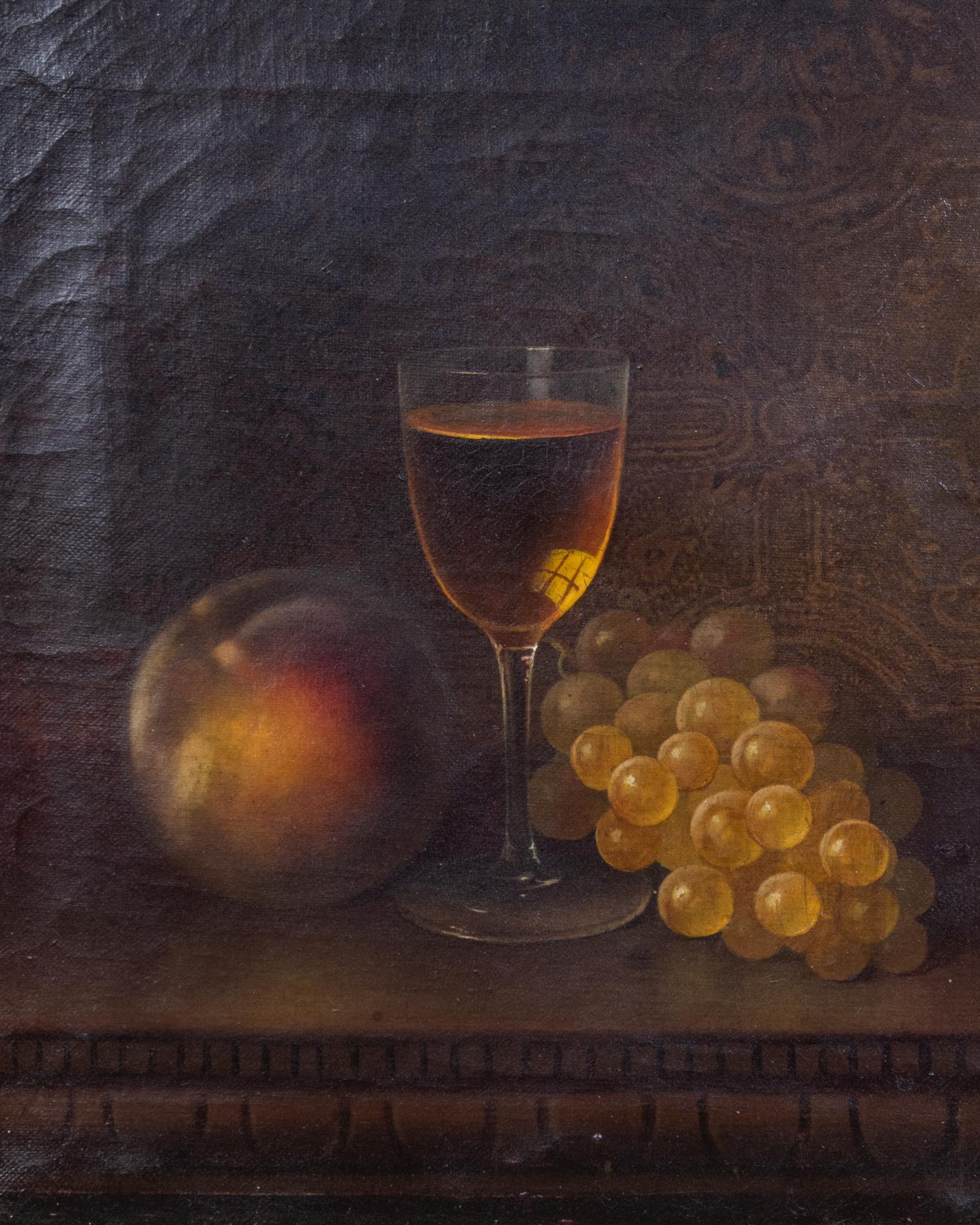 Four Still Life Paintings Depicting Fruit and Wine