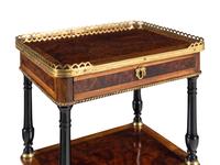 A Napoleon III Part-Ebonized Burl Amboyna Side Table