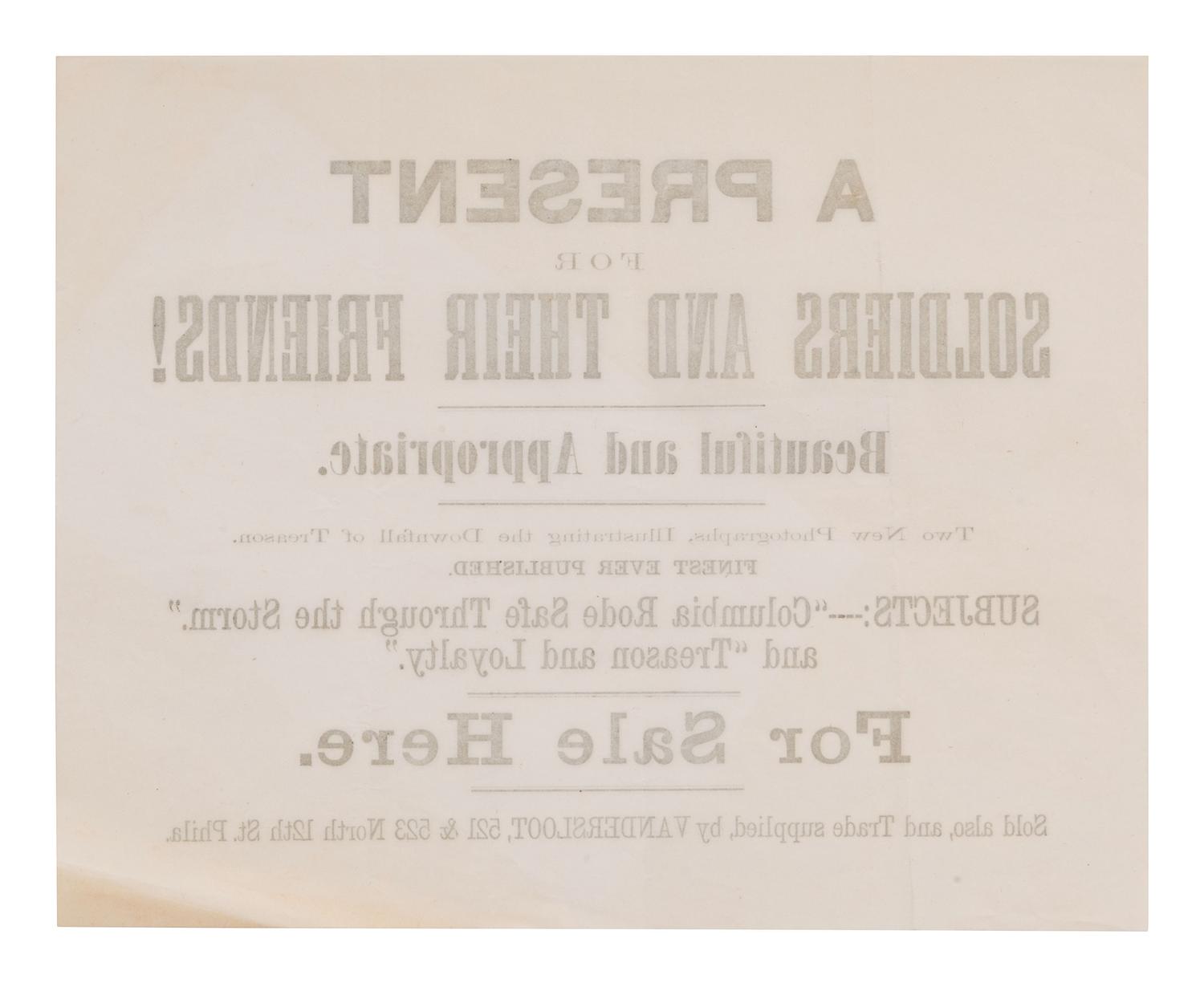 [CIVIL WAR]. Broadside advertising photographs "Illustrating the Downfall of Treason."