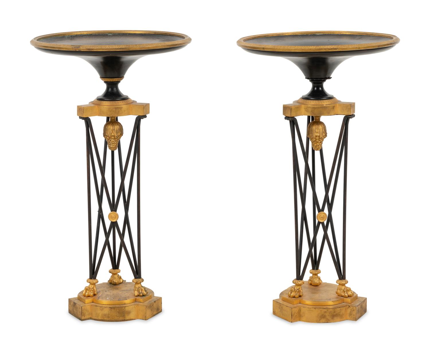 A Pair of Grand Tour Gilt and Patinated Bronze Athéniennes