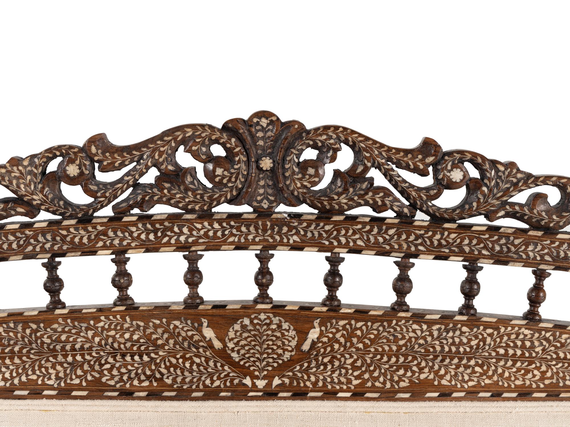 A Levantine Bone-Inlaid Walnut Settee
