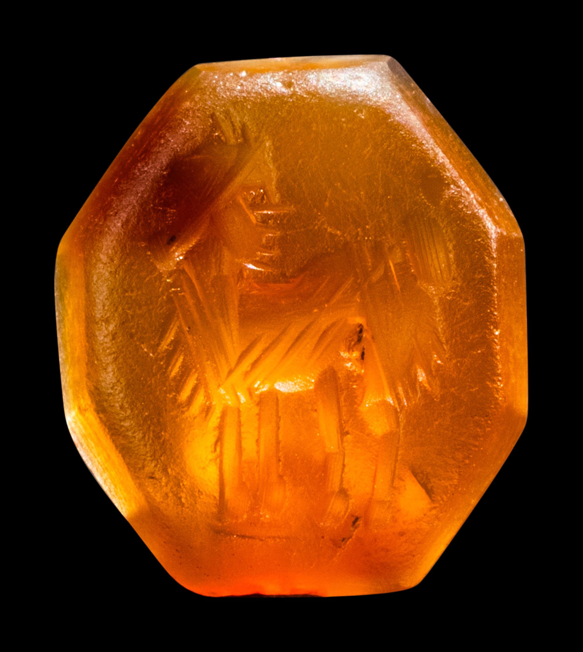 A Roman Carnelian Ring Stone with a Mythological Creature