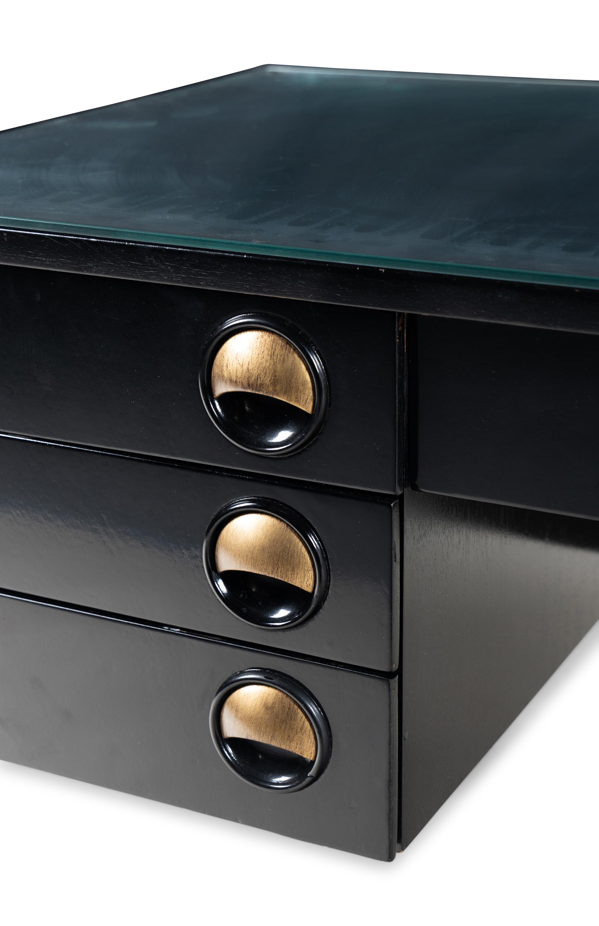 A Contemporary Black Lacquer Finish Desk