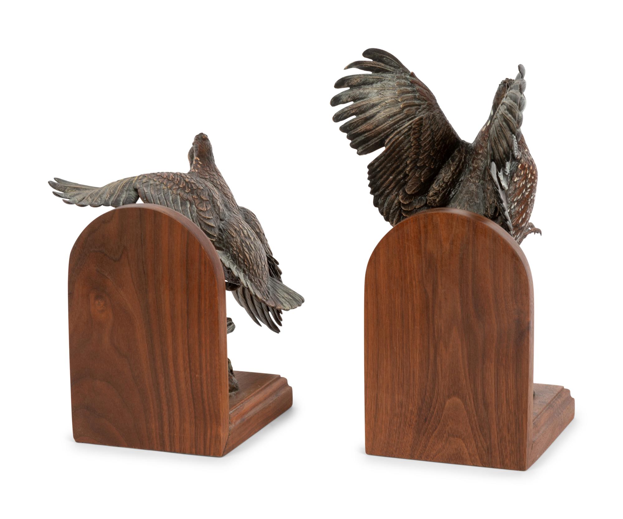 Quail , editions 59/250 and 50/250, mounted as bookends