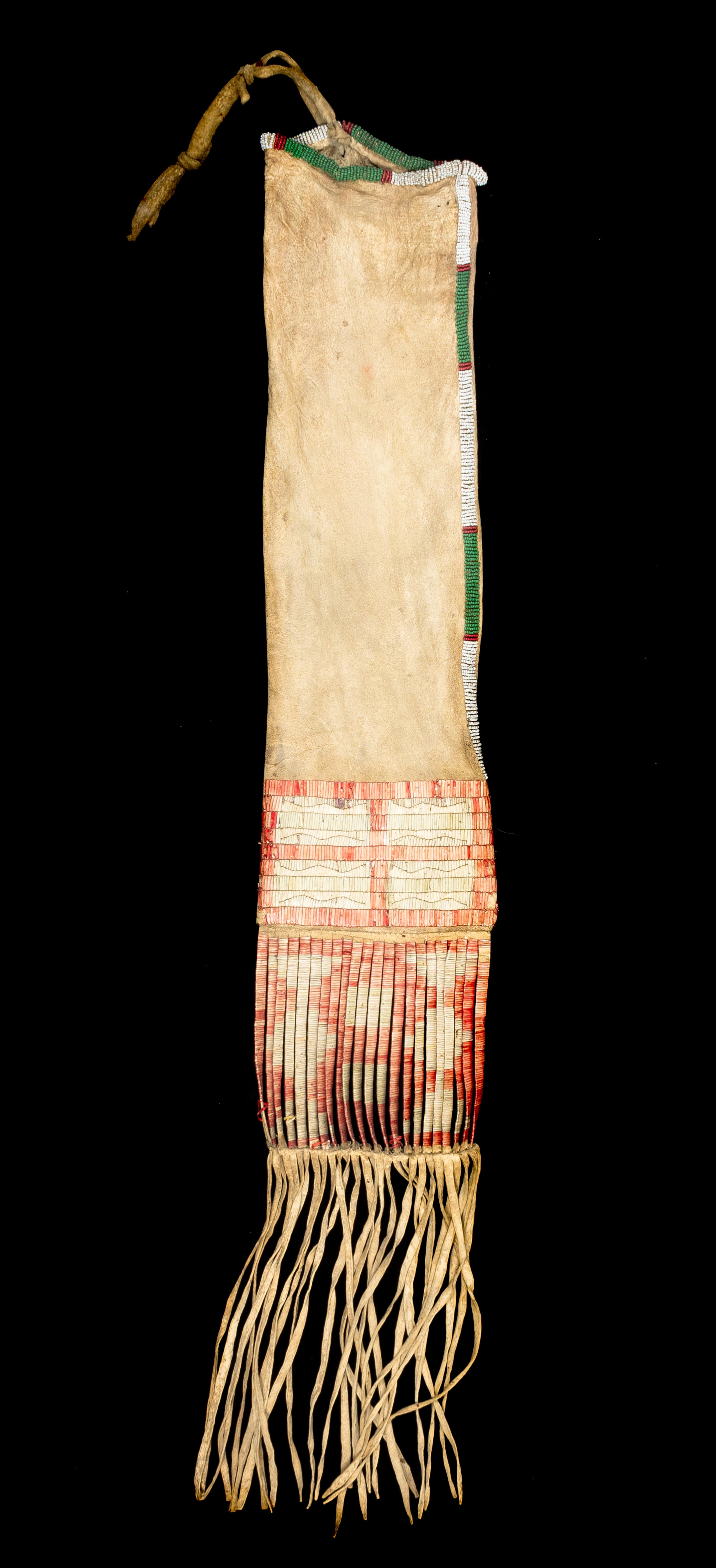 A Hidasta Beaded and Quill Pipe Bag Length overall 34 x width 6 inches.